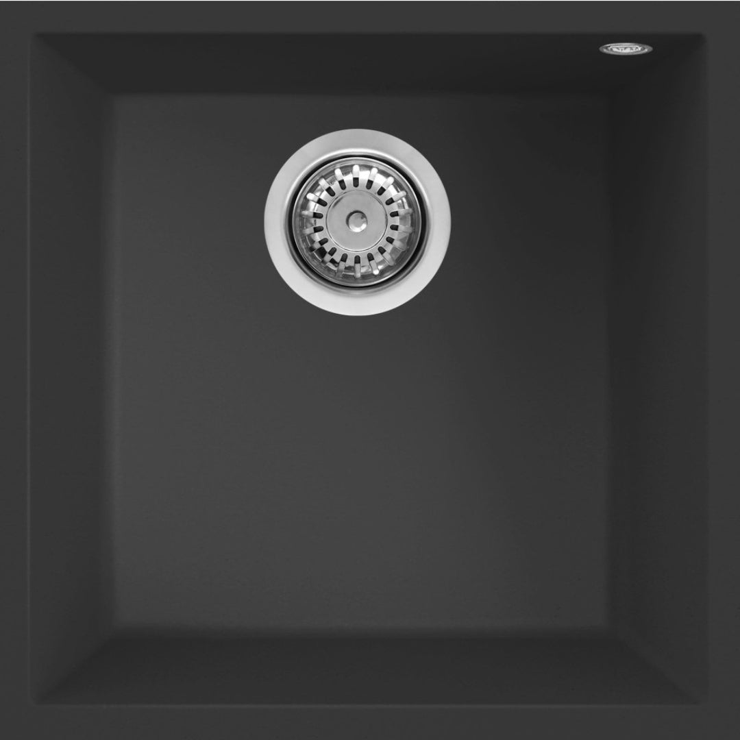 ELLECI QUADRA 102 LGQ10240 Lavello Incasso 1 Vasca Nero Opaco Granitek cm. 47 x 50