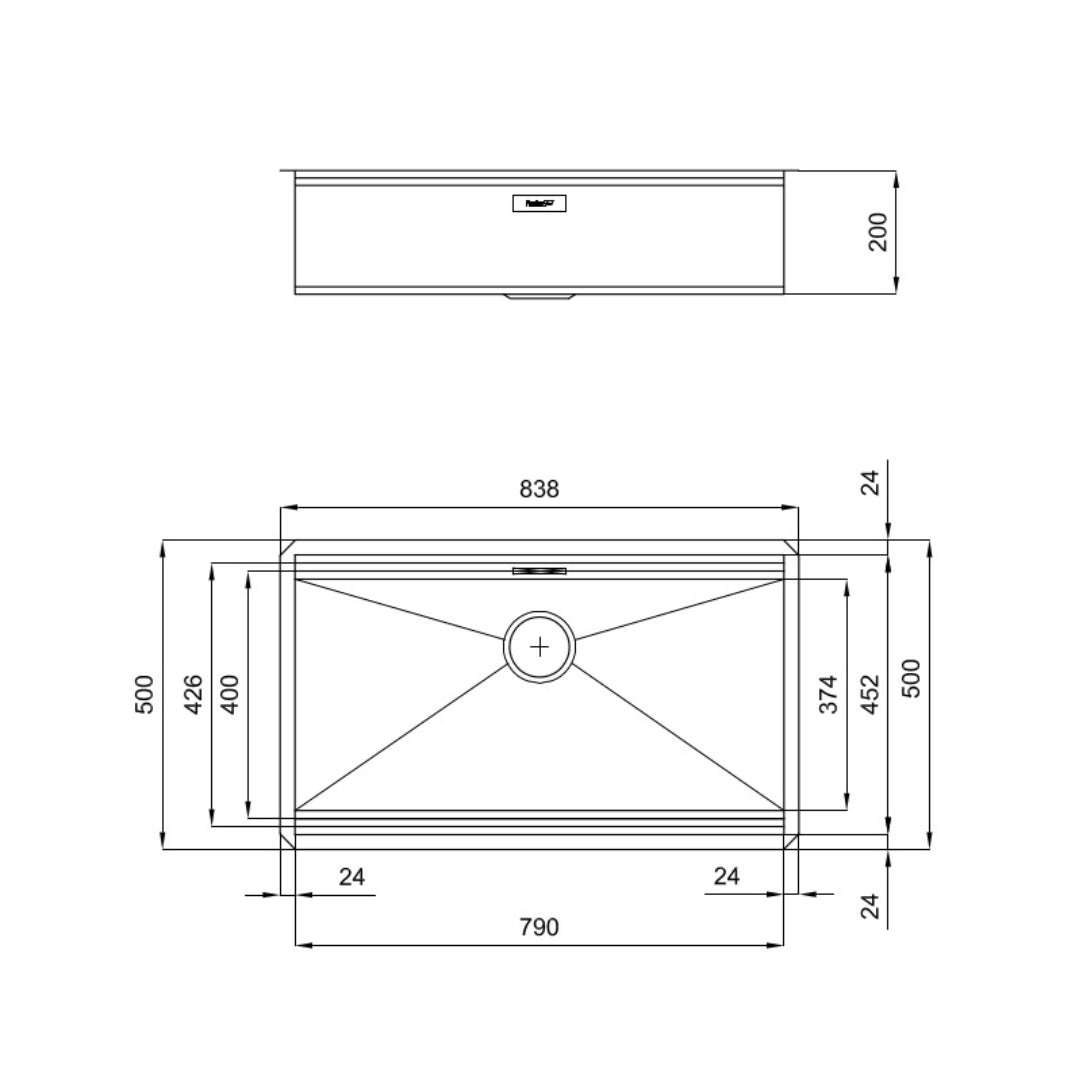 FOSTER MILANO 1014850 Lavello Cucina 1 Vasca Incasso Sottotop Inox cm. 84 x 50