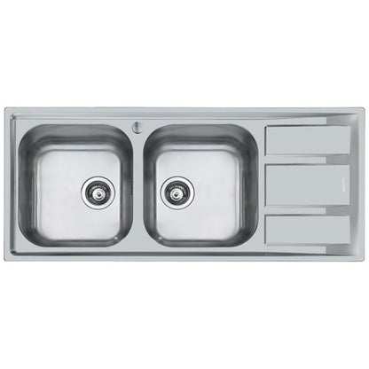FOSTER FM 1972062 Lavello 2 Vasche Sinistra Gocciolatoio Destra Sopratop Acciaio Inox cm. 116 x 50