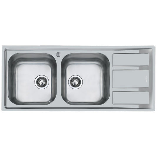 FOSTER FM 1972062 Lavello 2 Vasche Sinistra Gocciolatoio Destra Sopratop Acciaio Inox cm. 116 x 50