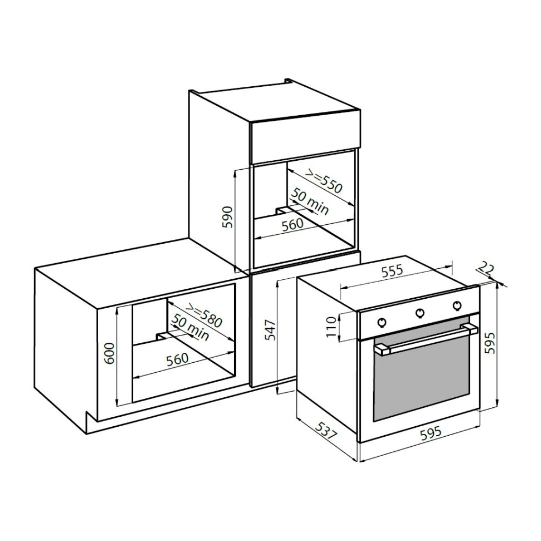 FOSTER KS 7122055 Forno Elettrico da Incasso Multifunzione Inox Classe A 70 Lt cm. 60 x 60