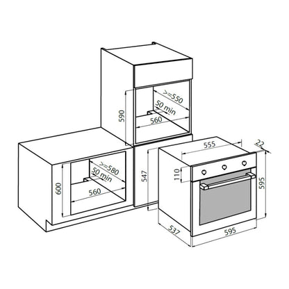 FOSTER KS 7122055 Forno Elettrico da Incasso Multifunzione Inox Classe A 70 Lt cm. 60 x 60
