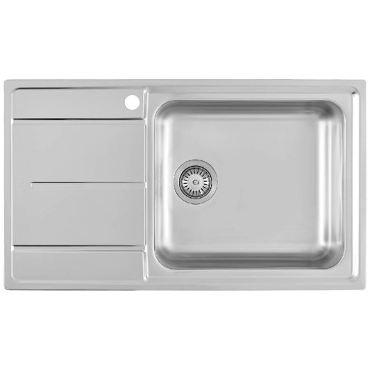 FOSTER EVO 3218001 Lavello da Cucina 1 Vasca Grande Destra Gocciolatoio a Sinisrtra Acciaio Inox cm. 86 x 50