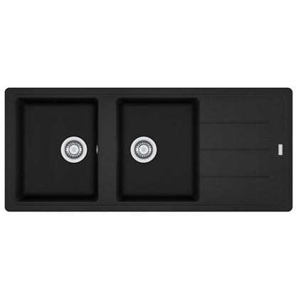 FRANKE BOSTON 114.0661.716 Lavello 2 Vasche Gocciolatoio Sopratop Nero cm. 116 x 50