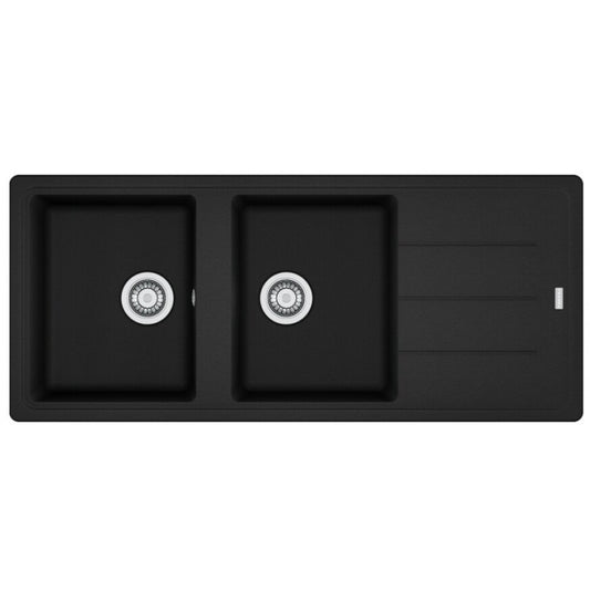 FRANKE BOSTON 114.0661.716 Lavello 2 Vasche Gocciolatoio Sopratop Nero cm. 116 x 50
