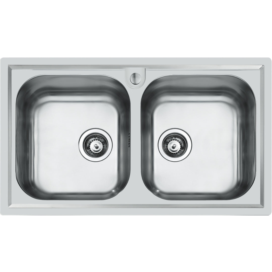 FOSTER S. FM MARINE 1974960 Lavello Incasso 2 Vasche Acciaio Inox Spazzolato cm. 86 x 50
