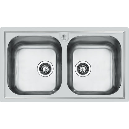FOSTER S. FM MARINE 1974960 Lavello Incasso 2 Vasche Acciaio Inox Spazzolato cm. 86 x 50