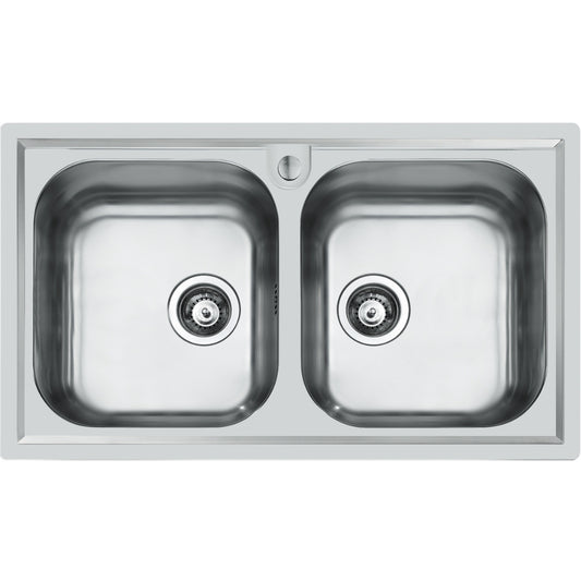 FOSTER S. FM MARINE 1974960 Lavello Incasso 2 Vasche Acciaio Inox Spazzolato cm. 86 x 50