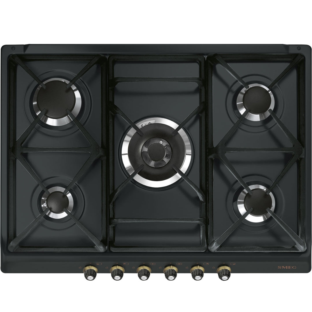 SMEG CORTINA SR775AO Piano cottura Gas 5 Fuochi 1 Tripla Corona Antracite cm. 68 x 50