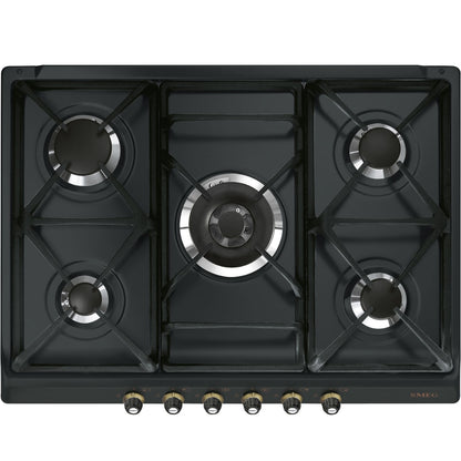 SMEG CORTINA SR775AO Piano cottura Gas 5 Fuochi 1 Tripla Corona Antracite cm. 68 x 50