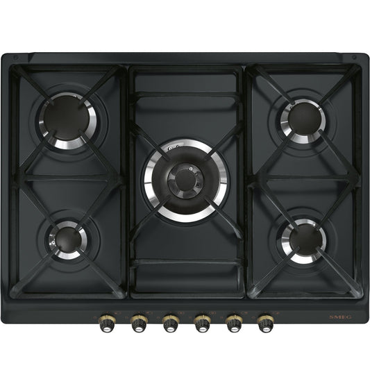 SMEG CORTINA SR775AO Piano cottura Gas 5 Fuochi 1 Tripla Corona Antracite cm. 68 x 50