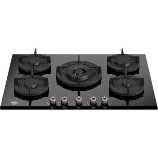 F.LLI BERTAZZONI P755CPROGNE Painmo Cotura Gas 5 Fuochi Cristallo Nero cm. 75 x 52