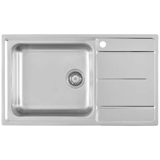FOSTER EVO 3218002 Lavello 1 Vasca a Sinistra Gocciolatoio a Destra Sopratop Acciaio Inox cm. 86 x 50