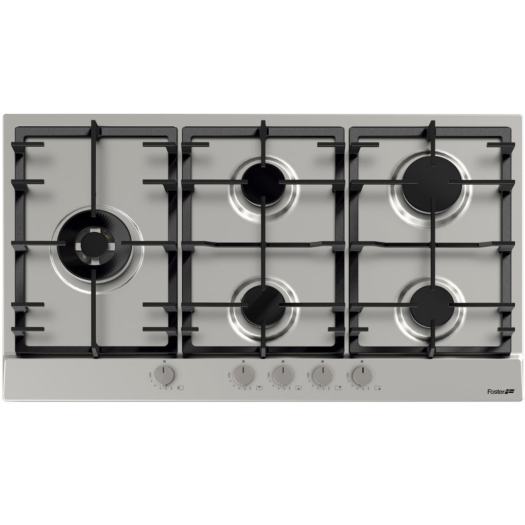 FOSTER POWER 7016032 Piano Cottura Gas 5 Fuochi Inox Spazzolato cm. 86 x 50