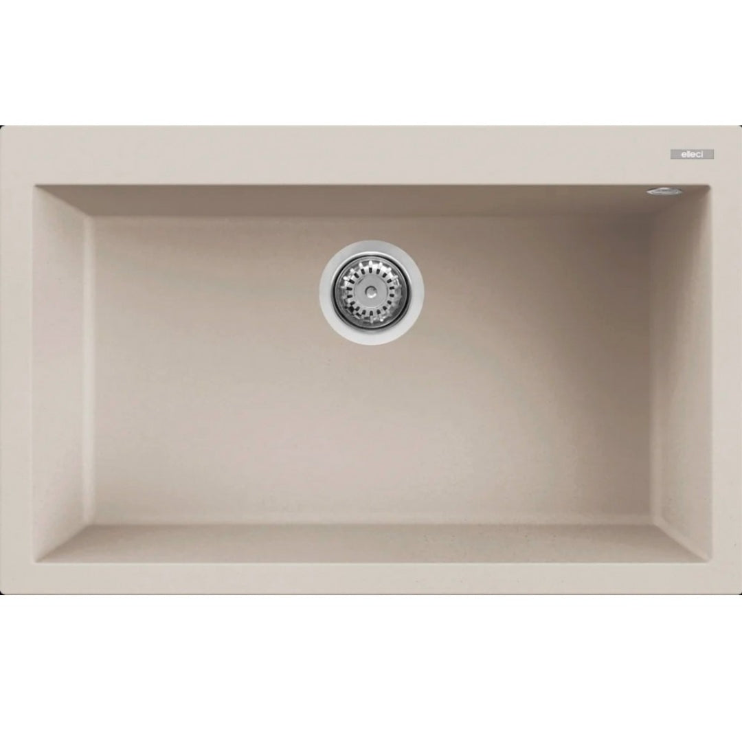 ELLECI Quadra 130 LGQ13039 Lavello Cucina 1 Vasca Granitek Bianco Soft cm. 79x50
