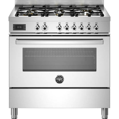 F.LLI BERTAZZONI PROFESSIONAL PRO96L1EXT Cucina da Accosto con Maxi Forno 6 Fuochi a Gas cm. 90 x 60