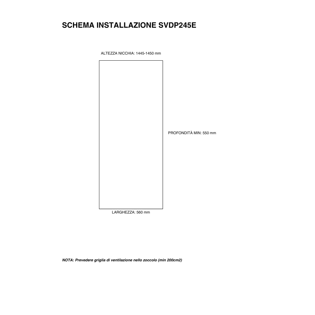 SCHAUB LORENZ SVDP245E Frigorifero Incasso 2 Porte Classe F 209 LT cm. 145 x 54 x 54