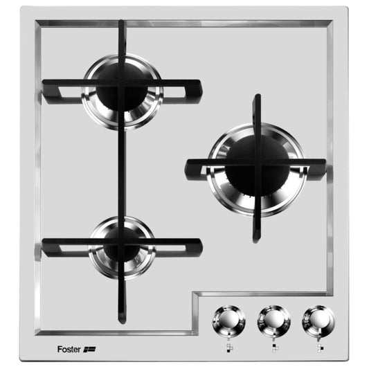 FOSTER VERONICA 7063052 Piano Cottura 3 Fuochi Inox Spazzolato Valvola Sicurezza Gas cm. 44 x 50