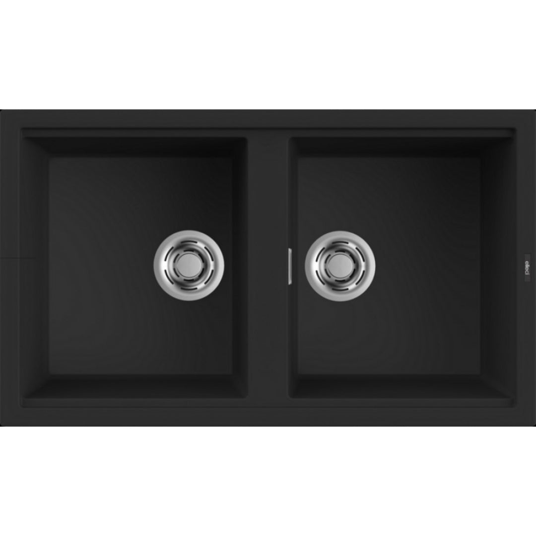 ELLECI BEST 450 LKB45086 Lavello 2 Vasche Sopratop Keratek Nero 86 cm. 86 x 51