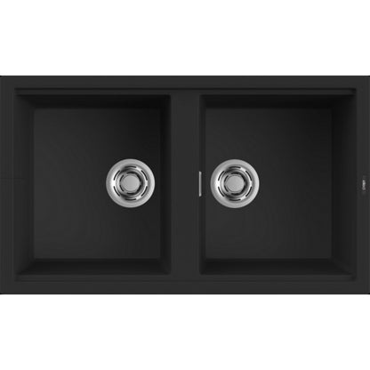 ELLECI BEST 450 LKB45086 Lavello 2 Vasche Sopratop Keratek Nero 86 cm. 86 x 51