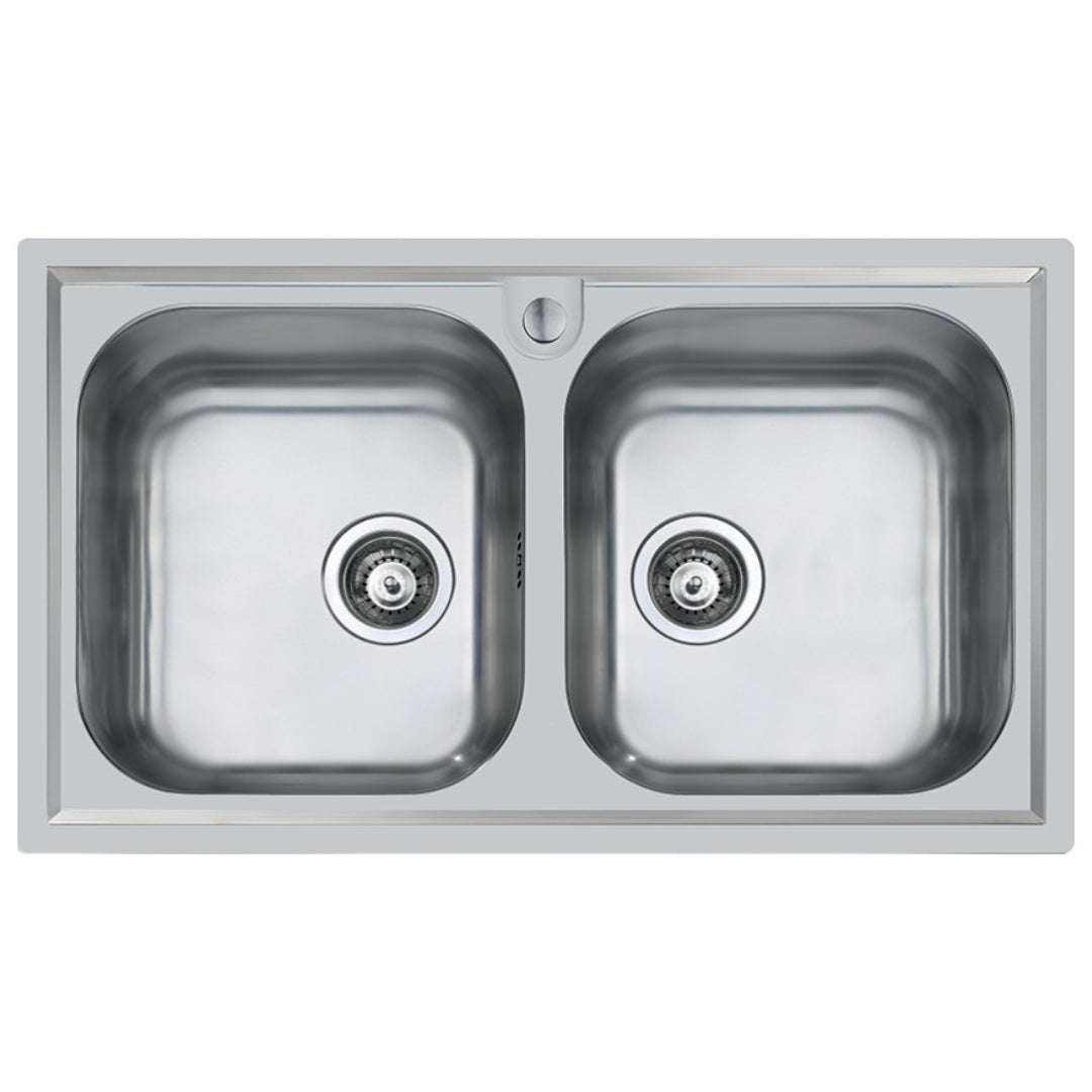 FOSTER FM 86 1974060 Lavello Cucina 2 Vasche Acciaio Inox Spazzolato Sopratop cm. 86 x 50
