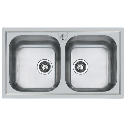 FOSTER FM 86 1974060 Lavello Cucina 2 Vasche Acciaio Inox Spazzolato Sopratop cm. 86 x 50