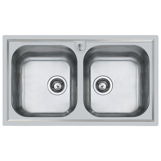 FOSTER FM 86 1974060 Lavello Cucina 2 Vasche Acciaio Inox Spazzolato Sopratop cm. 86 x 50