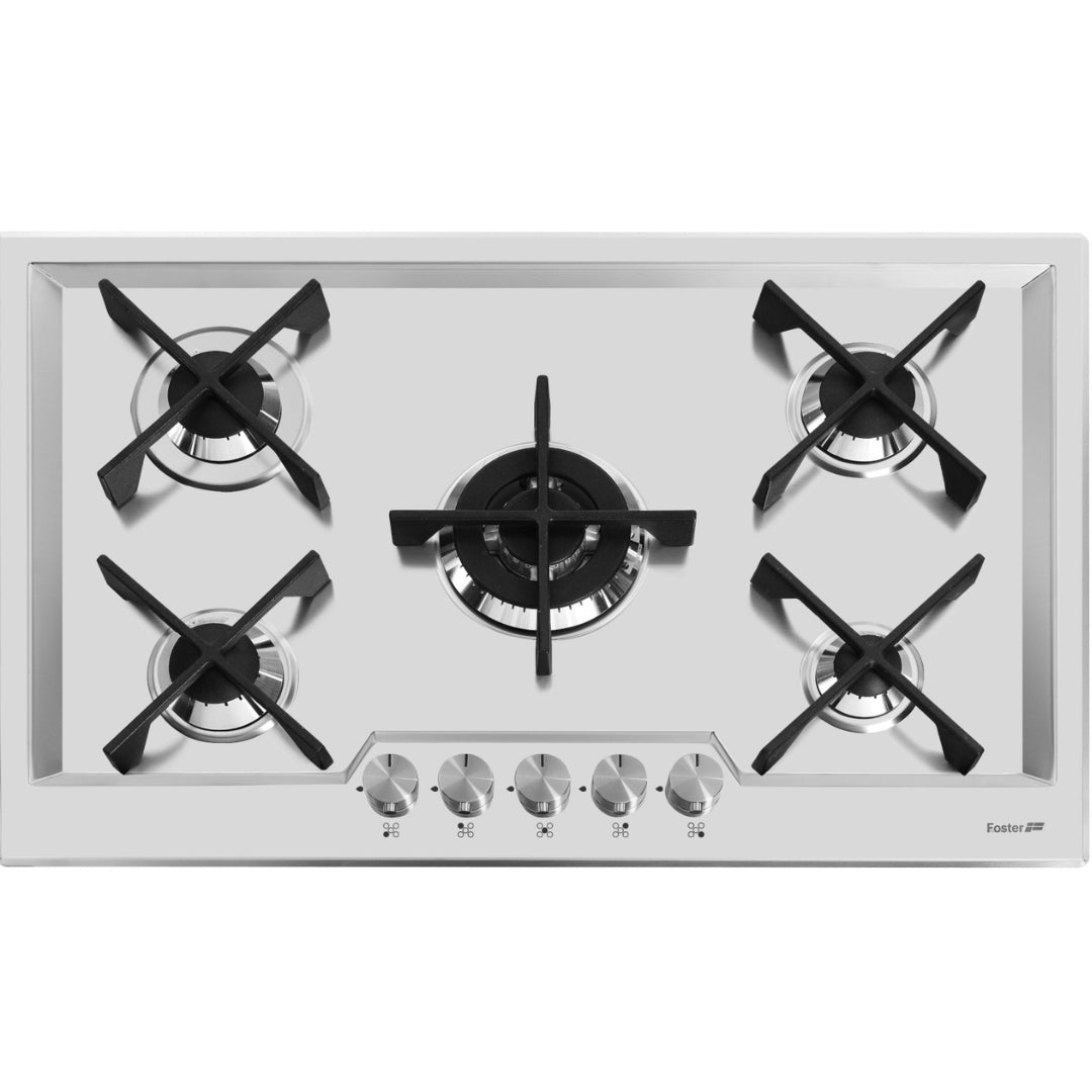 Foster KS 7610032 Piano Cottura Cucina 5 Fuochi Tripla Corona Inox 79x50 cm