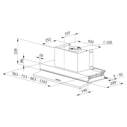 GALVAMET SLIVER 120 0ISLV120A865 Cappa da Incasso Inox Anti Condensa Aspirante/Filtrante Classe A cm. 120 x 30 x 34