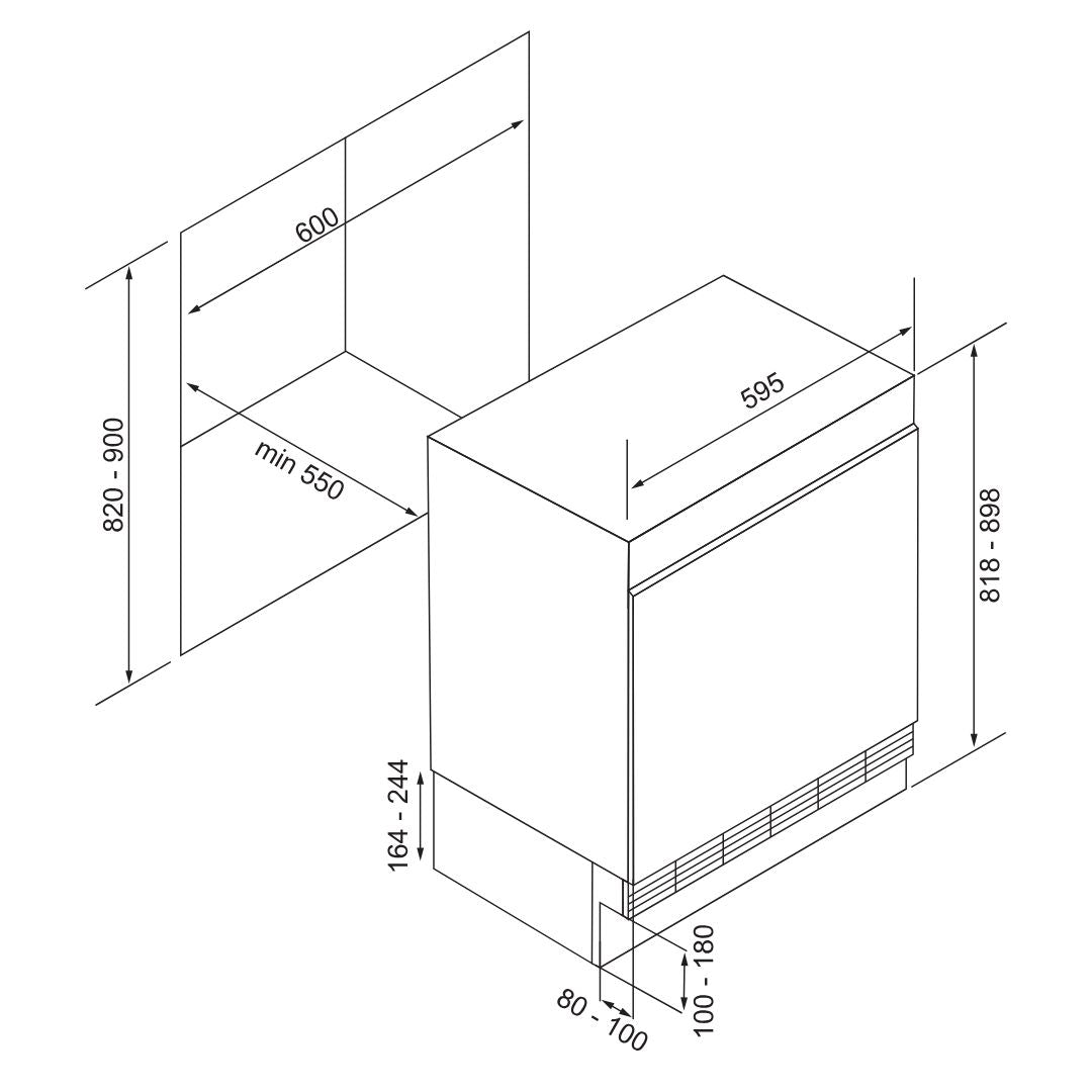 SILVERLINE RBN270LF Frigorifero Incasso 270L Low Frost Classe E Bianco cm. 54 x 177 x 55
