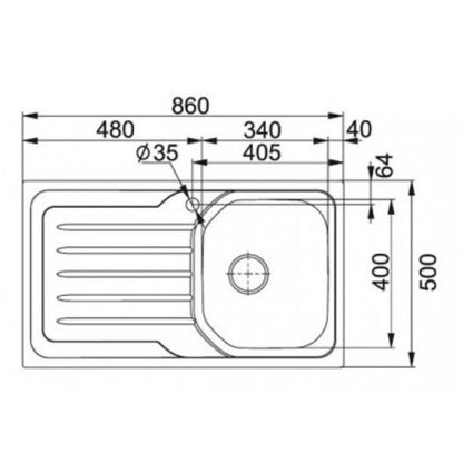 FRANKE ONDA LINE 101.0564.776 Lavello Incasso Inox 1 Vasca Destra Gocciolatoio Sinistra cm. 86 x 50