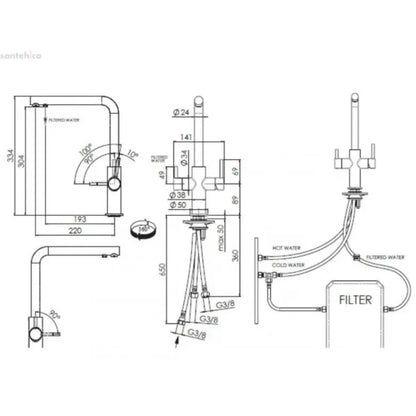 FRANKE NEPTUNE 115.0370.709 Miscelatore Cucina Monocomando 2 Vie Funzioni Sahara