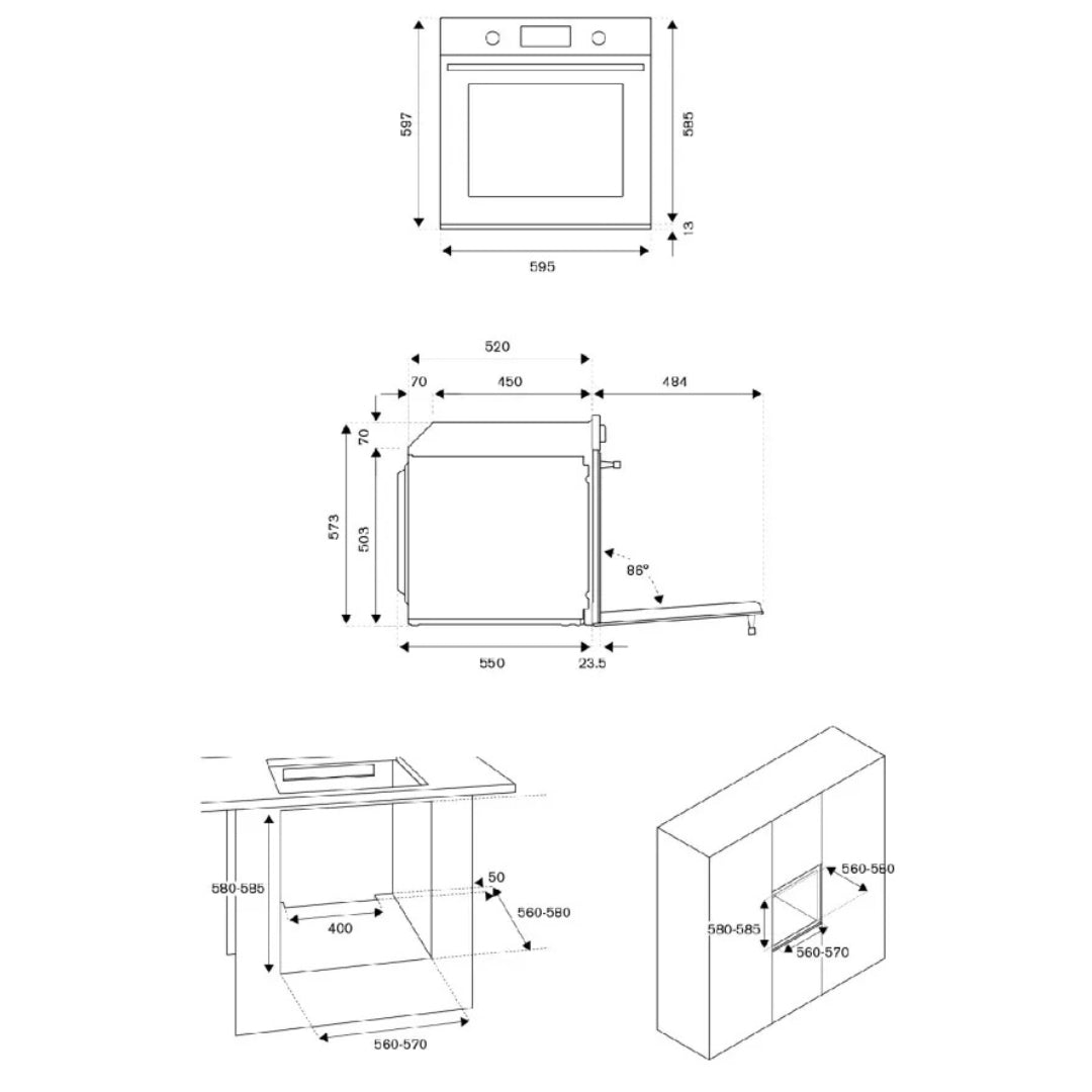 F.LLI BERTAZZONI HERITAGE F605HEREKAX Forno Elettrico da Incasso 76L Avorio e Inox cm. 60 x 60
