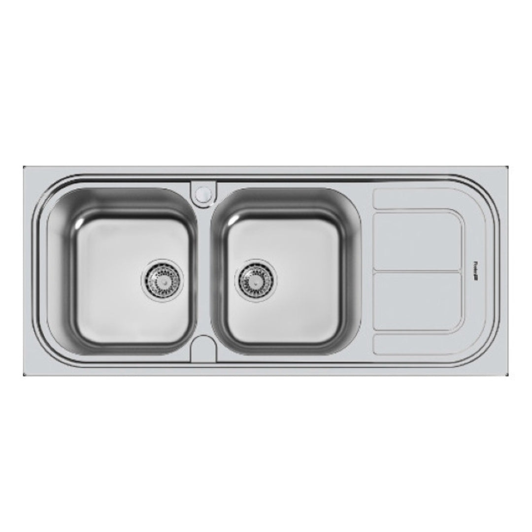 FOSTER SUN 2296062 Lavello Cucina 2 Vasche Sinistra Gocciolatoio Destra Inox cm. 116 x 50