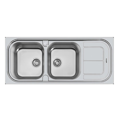 FOSTER SUN 2296062 Lavello Cucina 2 Vasche Sinistra Gocciolatoio Destra Inox cm. 116 x 50