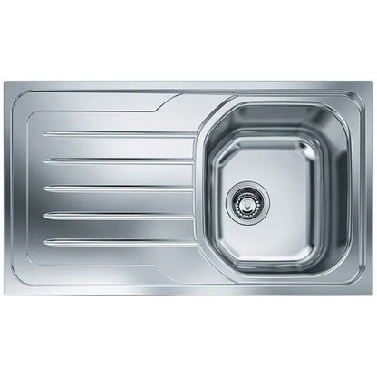 FRANKE ONDA LINE 101.0564.776 Lavello Incasso Inox 1 Vasca Destra Gocciolatoio Sinistra cm. 86 x 50