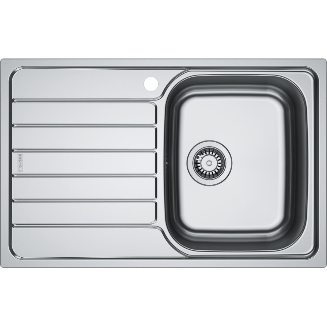 FRANKE 101.0712.128 Lavello Cucina Incasso Sottotop 1 Vasca Gocciolatoio a Destra Acciaio Dekor Antigraffio cm. 78 x 50