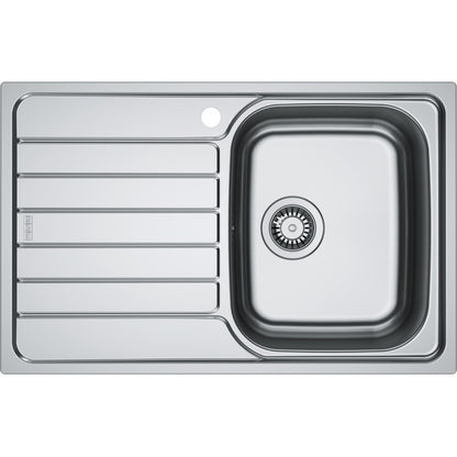 FRANKE 101.0712.128 Lavello Cucina Incasso Sottotop 1 Vasca Gocciolatoio a Destra Acciaio Dekor Antigraffio cm. 78 x 50