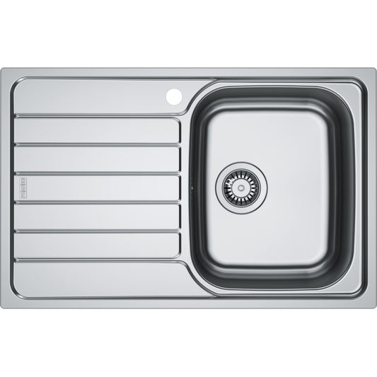 FRANKE 101.0712.128 Lavello Cucina Incasso Sottotop 1 Vasca Gocciolatoio a Destra Acciaio Dekor Antigraffio cm. 78 x 50