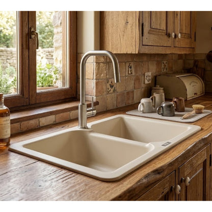Elleci EGO LGE45039 Lavello 2 Vasche Sopratop Granitek Bianco Soft cm. 86 x 50