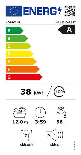 HOTPOINT HB123CAREIT Lavatrice Libera Installazione 12 Kg A-30% 1300 Giri Inverter