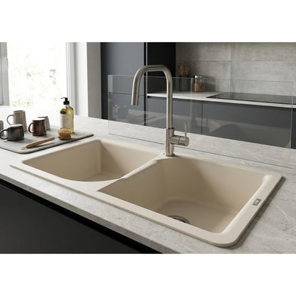 Elleci EGO LGE45039 Lavello 2 Vasche Sopratop Granitek Bianco Soft cm. 86 x 50
