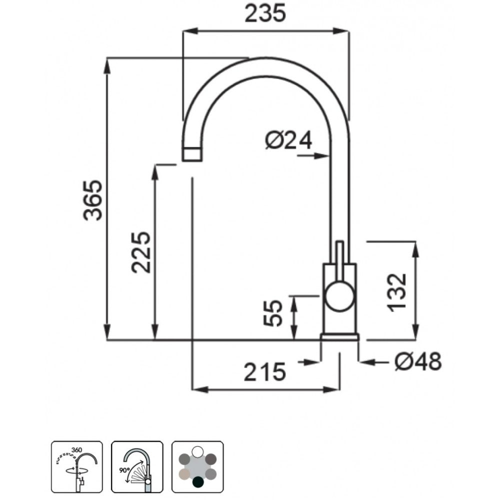 ELLECI MGKCLO59 Rubinetto Cucina Miscelatore Monocomando Lavello Antracite G59