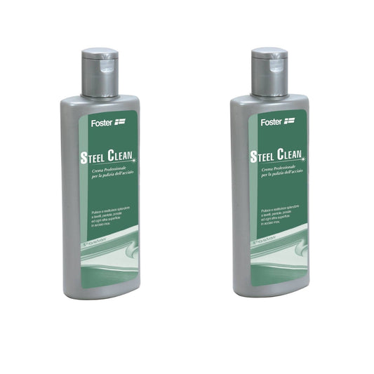 FOSTER 8331012 Set 12 Pz Crema Detergente Pulizia Acciaio 250 ml Pulizia Profonda e Lucidante Rimuove Macchie Aloni e Sporco Ostinato Biodegradabile 90%