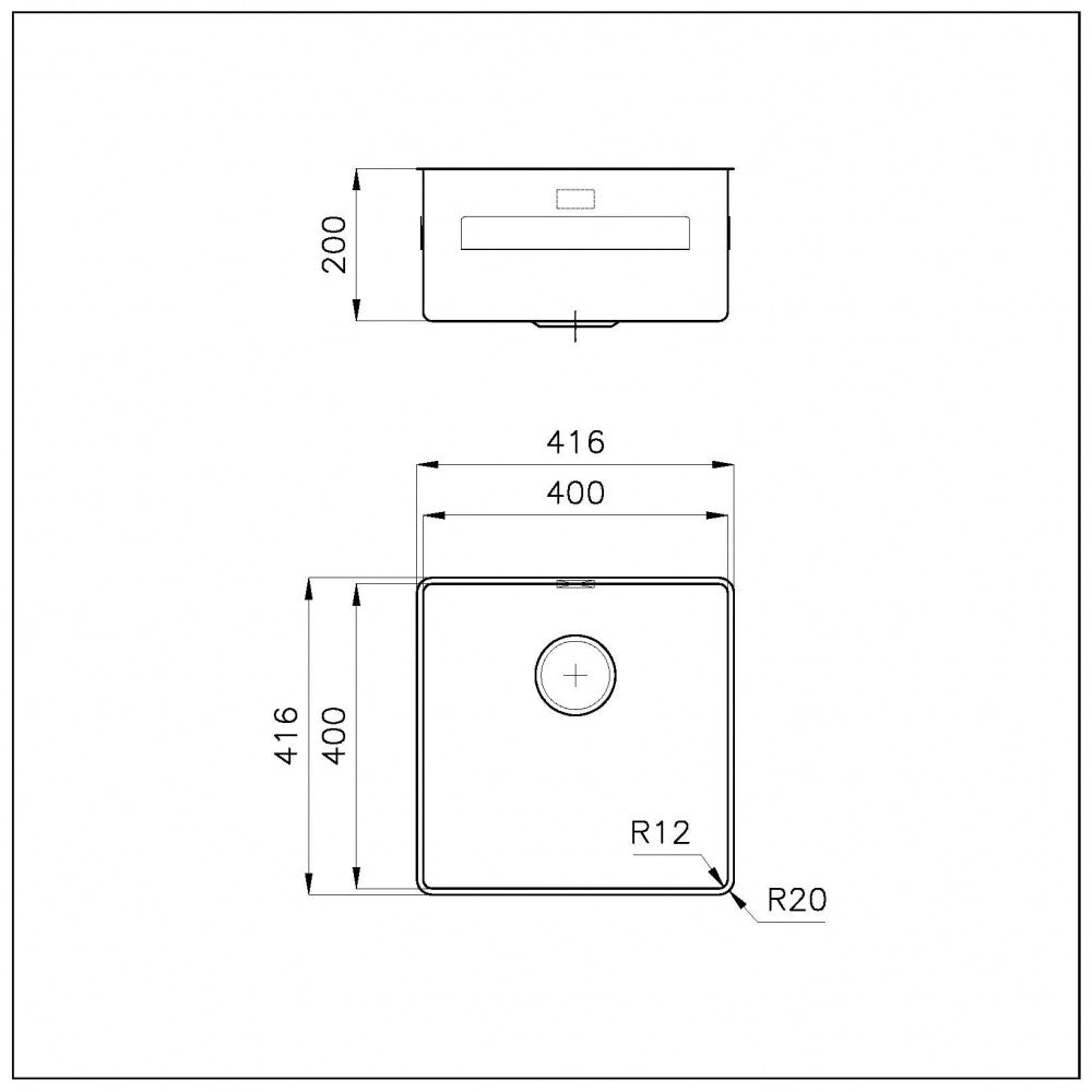 Foster Phantom 4340001 Lavello da Incasso Sopratop - Filotop 1 Vasca Acciaio Inox mm. 416 x 416