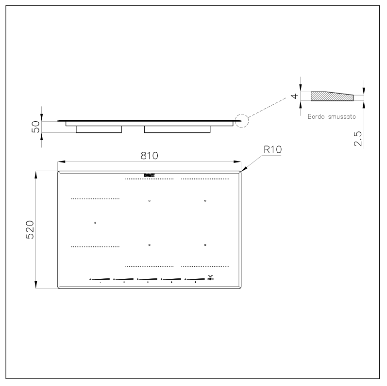 Foster KE 7386646 Piano Cottura Induzione Vetroceramica 5 Zone Nero cm 81 x 52