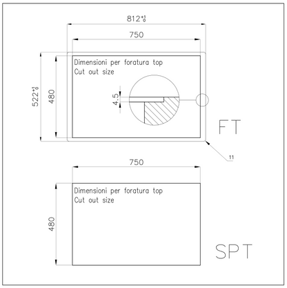 Foster KE 7386646 Piano Cottura Induzione Vetroceramica 5 Zone Nero cm 81 x 52